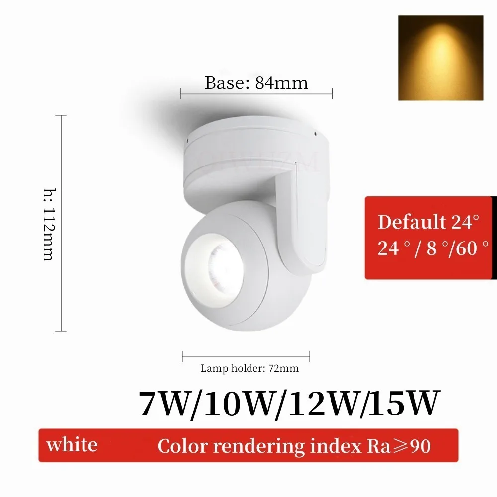 Plafondspots met verstelbare hoek 7W/10W/15W Rotatie 355 °   Draai 180 graden op en neer AC110V220V Plafondlamp Thuisbedrijf