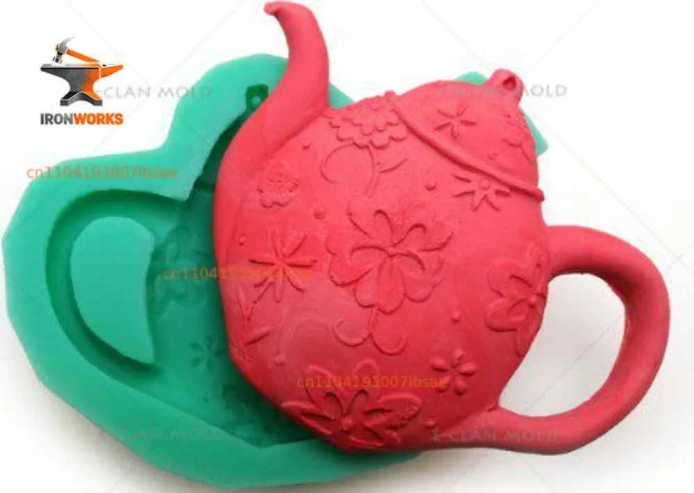 Teapot shape silicone mold fondant chocolate biscuit mold, handmade clay mold