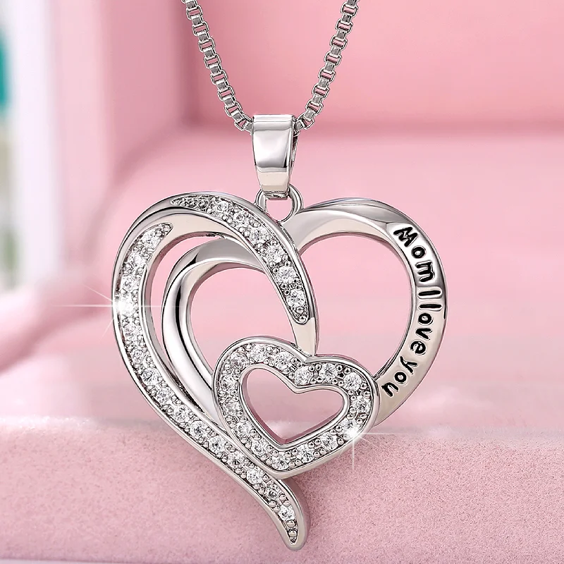Huitan Ästhetische Herzen Damen-Anhänger-Halskette für Muttertag, Geburtstag bis zur Mutter, romantische, trendige Accessoires, Schmuck, Geschenk