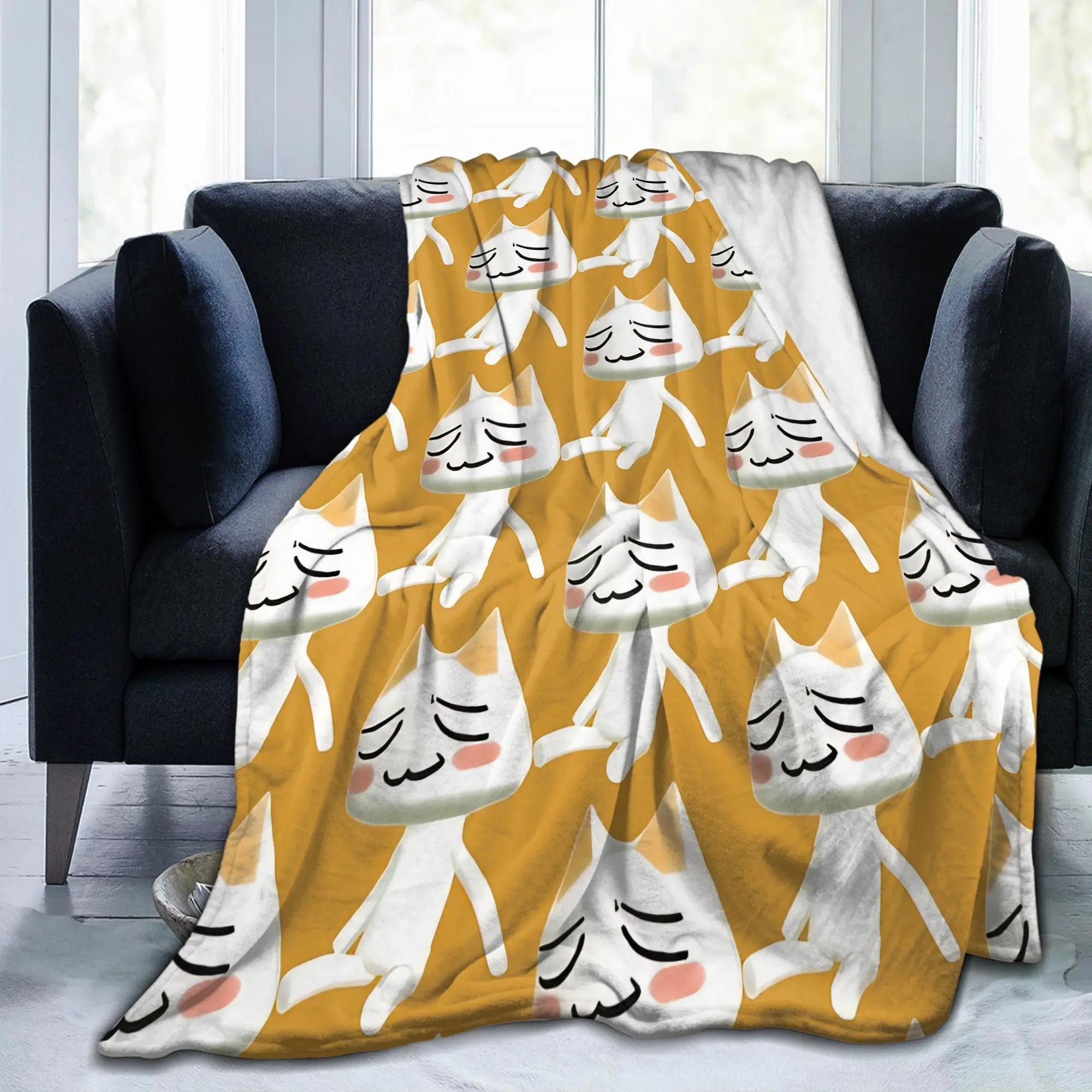 Toro Inoue Cat Doko Demo Issyo = Blankets Fleece  Soft Throw Blanket for Bedroom Sofa Bedspread