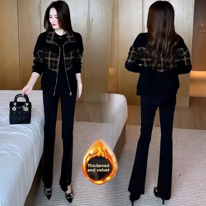 

Faionable Plaid Fce Lined ort Женский топ на осень-зиму, новый утягивающий повседневный женский топ небольшого размера для похудения...