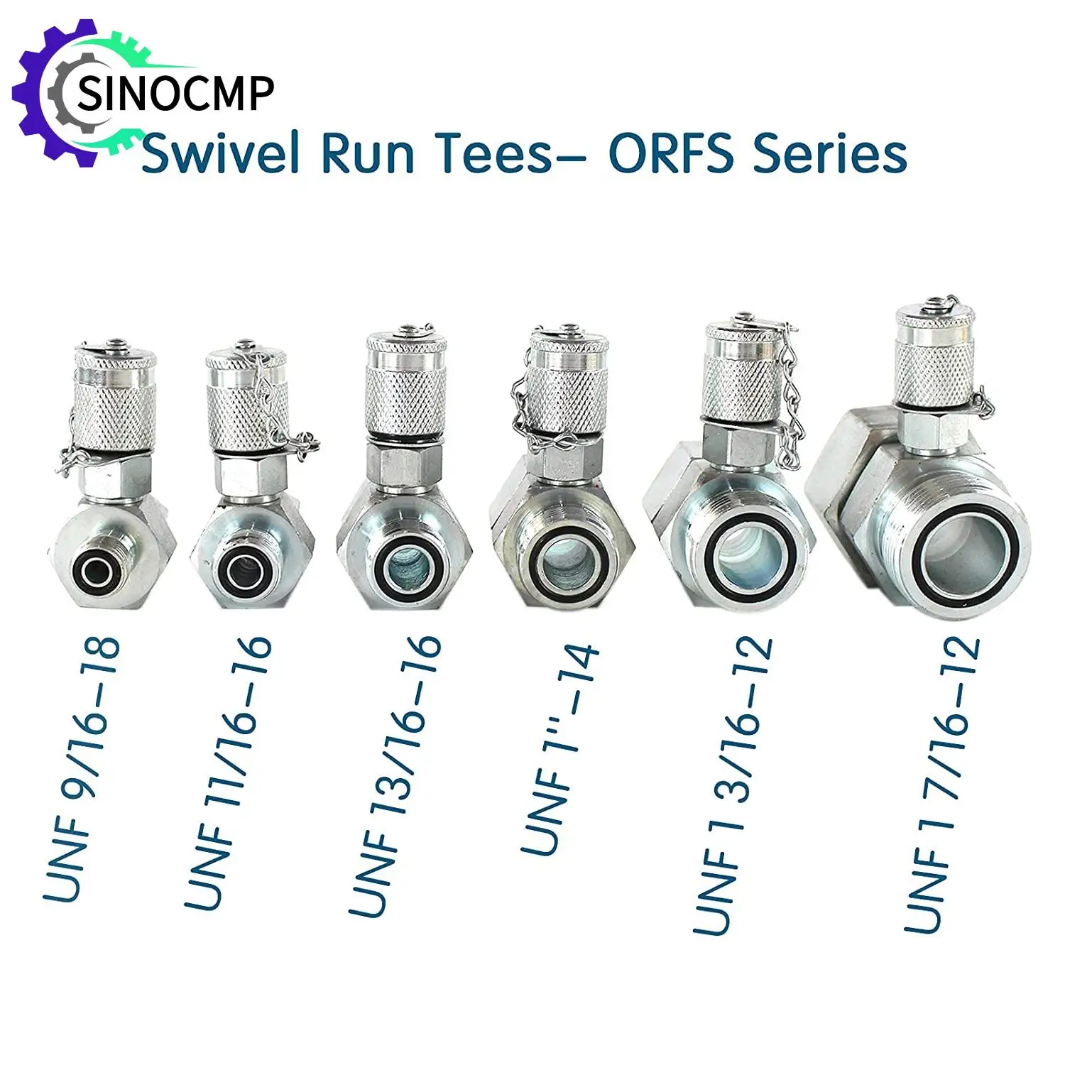 

6Pcs ORFS Hydraulic Swivel Run Tees Hydrulic Tee Connector Tester Tee Coupling Set UNF 9/16-18 11/16-16 13/16-16 1/14-14 3/16-12