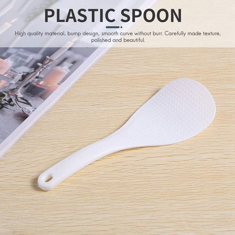 ABLK Cucchiaio da pasto con paletta per riso piatta in plastica bianca punteggiata da cucina