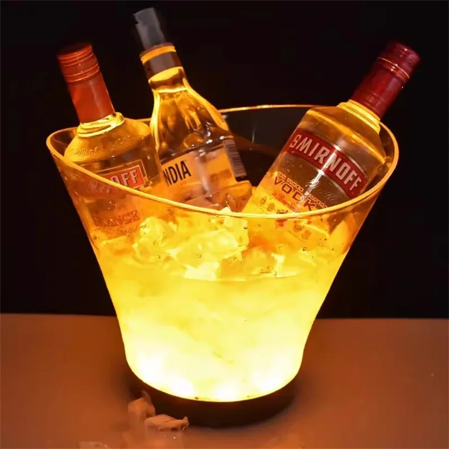 4L LED Ice Bucket Lighted Ice Bucket RGB Color Changing Champagne Beer Cooler Party Bar Club Wine Drinks Bottles Container