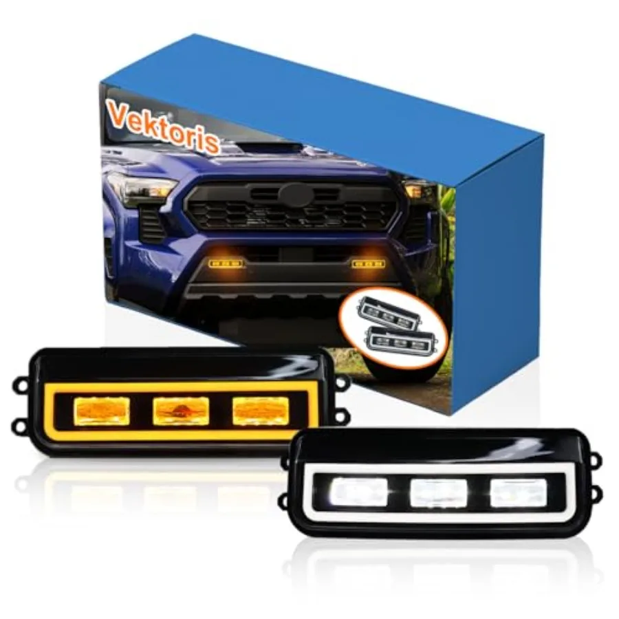 1Pair LED Front Bumper Fog Light for 2024 Toyota Tacoma 2023-24 Toyota Sequoia 2025 4Runner - Replacement front panel Trim, wit