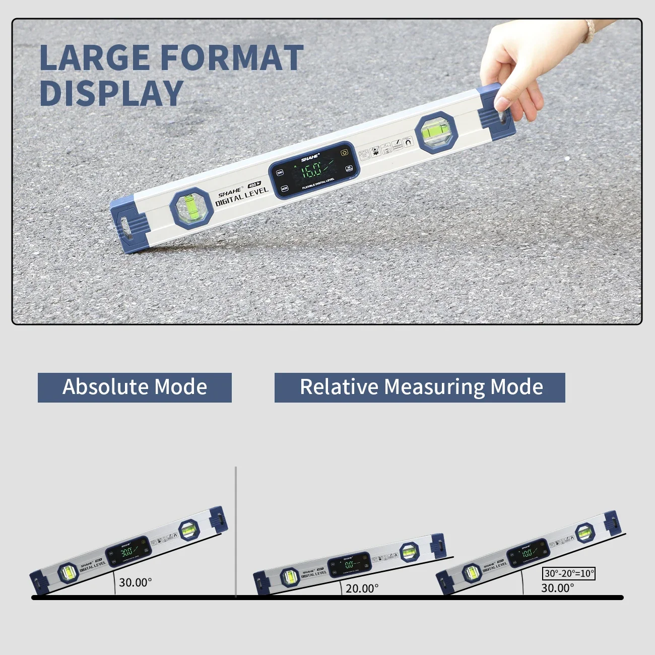เครื่องวัดมุมแบบฟองอากาศ SHAHE อิเล็กทรอนิกส์, เครื่องวัดมุมแบบฟองอากาศพร้อมฐานแม่เหล็กและไฟส่องสว่าง