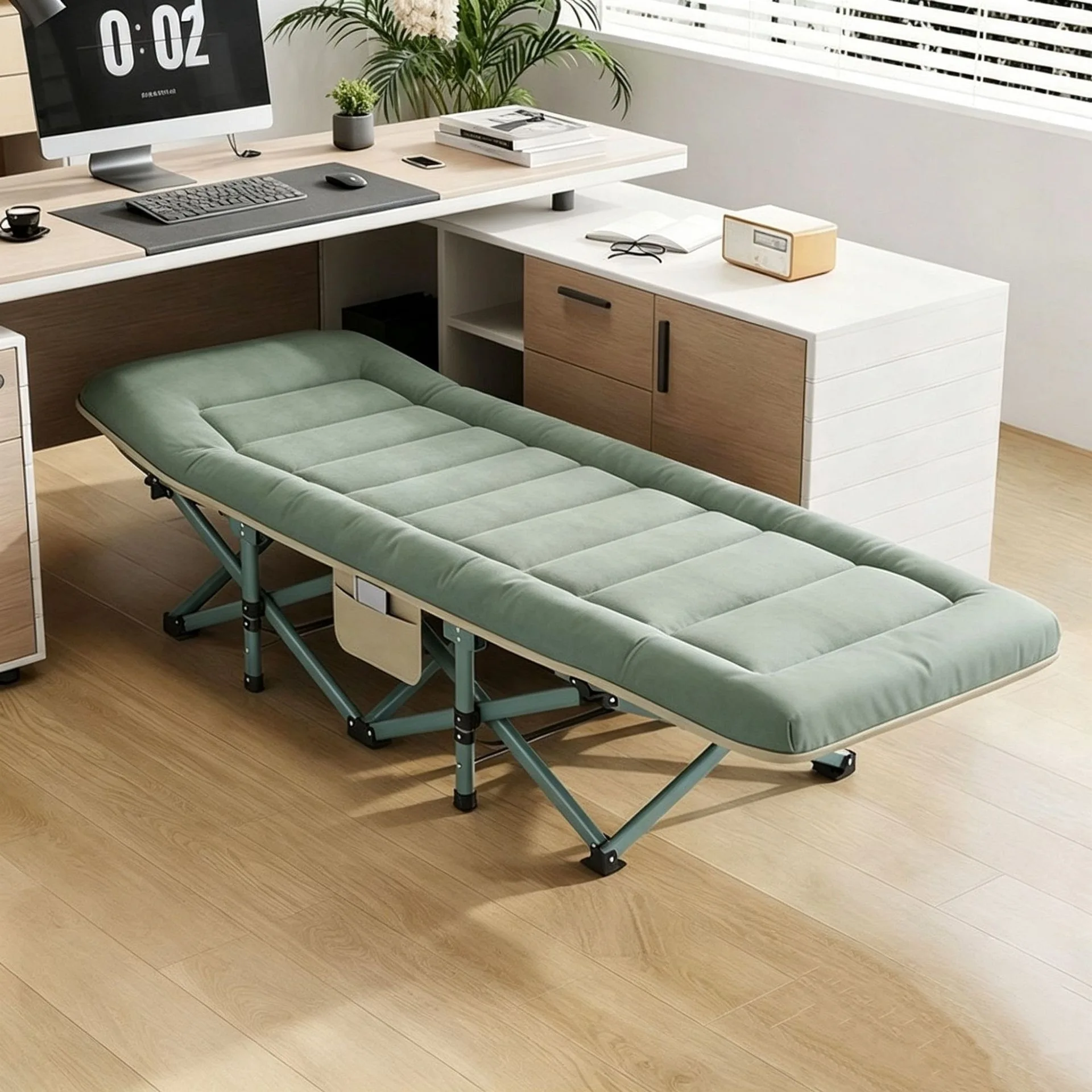 Lunch break folding bed Office single nap recliner Household adult simple small Lunch break bed Marching escort