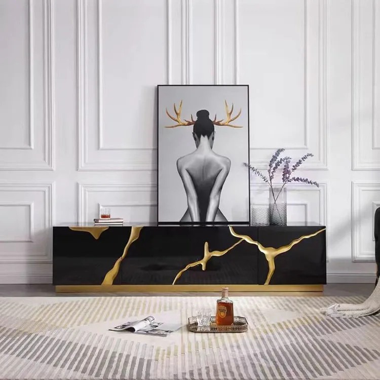 /High Quality  Latest Living Room Furniture Media Cabinet Wooden Tv Stand Modern Luxury