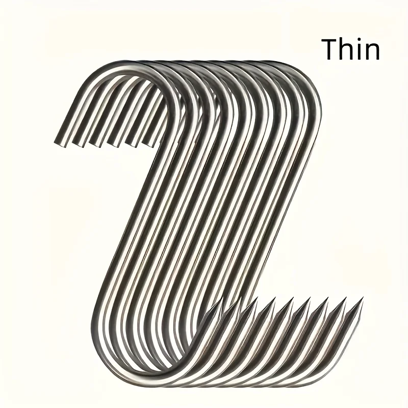 Gancho en Forma de S de Acero Inoxidable, Gancho de Carnicero, Gancho de Exhibición, Gancho para Tocino, Gancho para Salchichas Secas al Sol