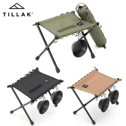 Tillak-mochila para acampar al aire libre, pequeña Mazar, ligera, aleación de aluminio, taburete plegable, Mazar táctico