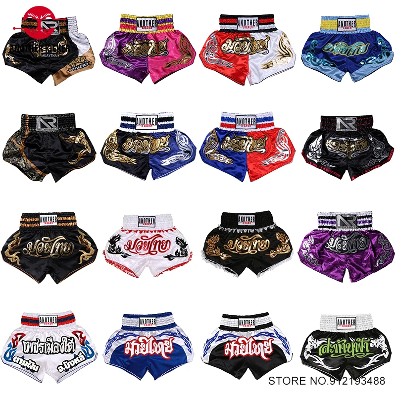 Muay Thai Short Embroidery Boxing Shorts Men Women Kids Mixed Martial Arts Clothing Gym Grappling Cage Fighting Kickboxing Pants