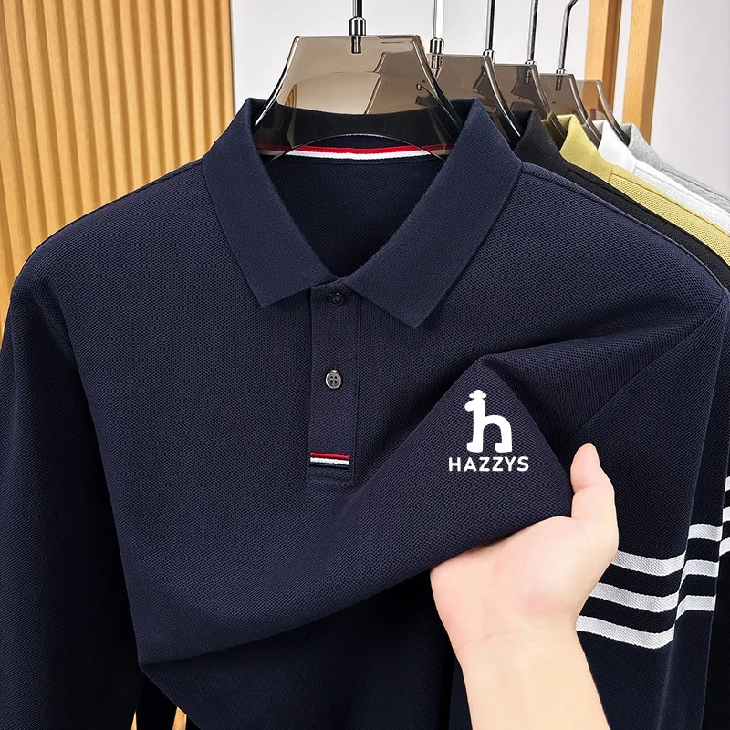 Exquisites Herren-Designer-Polohemd mit Revers und Print, 100% Baumwolle, Warn Herbst Langarm-T-Shirt, Business-Casual Herrenbekleidung – Detail 9