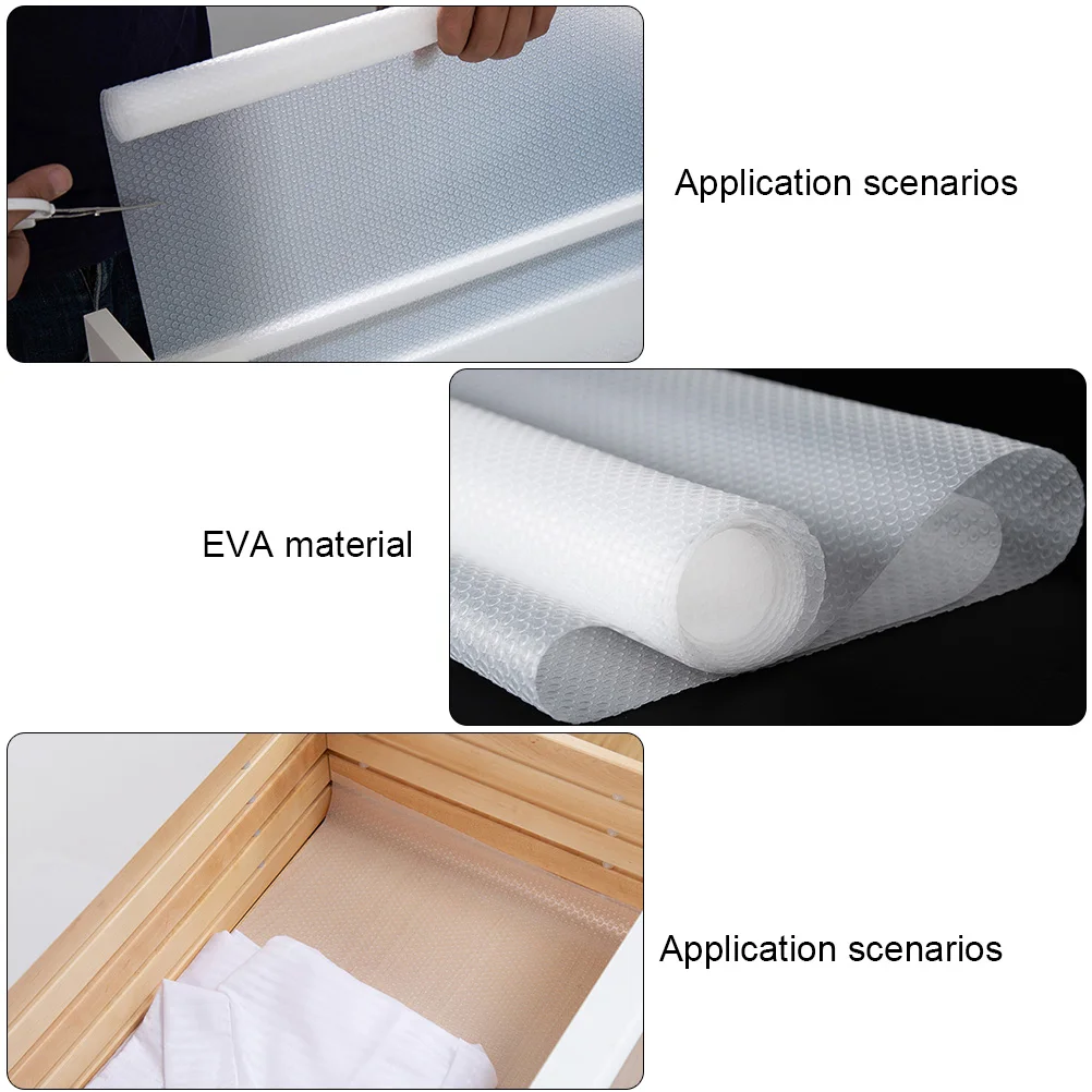 

3pcs 3 Rolls Oil Proof Mats Waterproof Fridge Cabinet Mats Eva Translucent Long Lasting For Kitchen Pantry Wardrobe