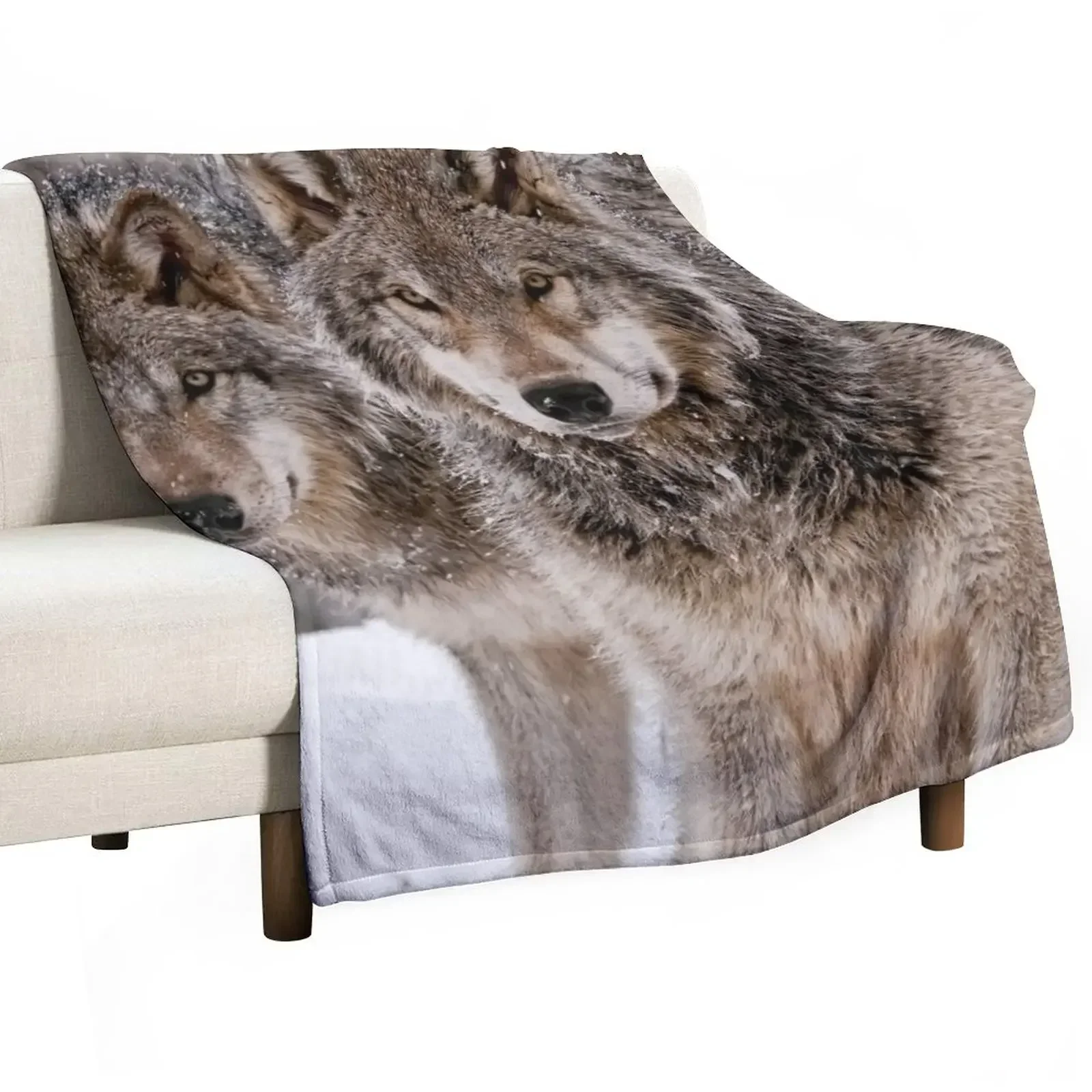 New Timber Wolf Pair Throw Blanket For Sofa Thin Retros Blankets