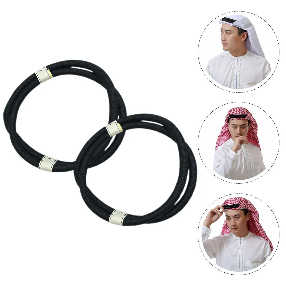

2Pcs Men Arab Turban Headbands PU Material Breathable Secure Fit Scarf Wrap Dubai Shemagh Hairbands Muslim Headwear