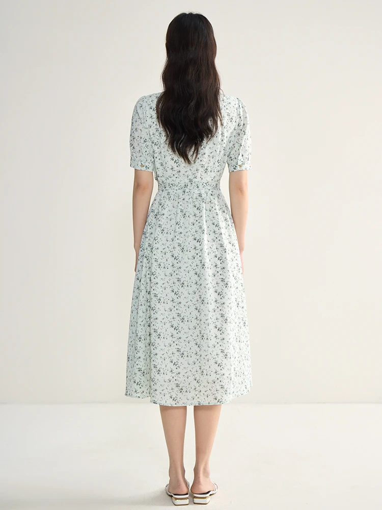 DUSHU French Dress Summer 2024 New Elegant Refreshing Floral Dress Black White Wave Point Women Boho Dresses 24DS82437