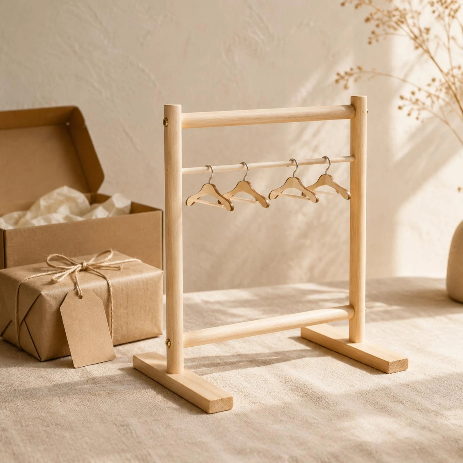 Wooden Bird Clothes Rack Natural Wood Bird Clothes Hanger Stand Home Organizer Stable Base Household Storage Large Size view 6