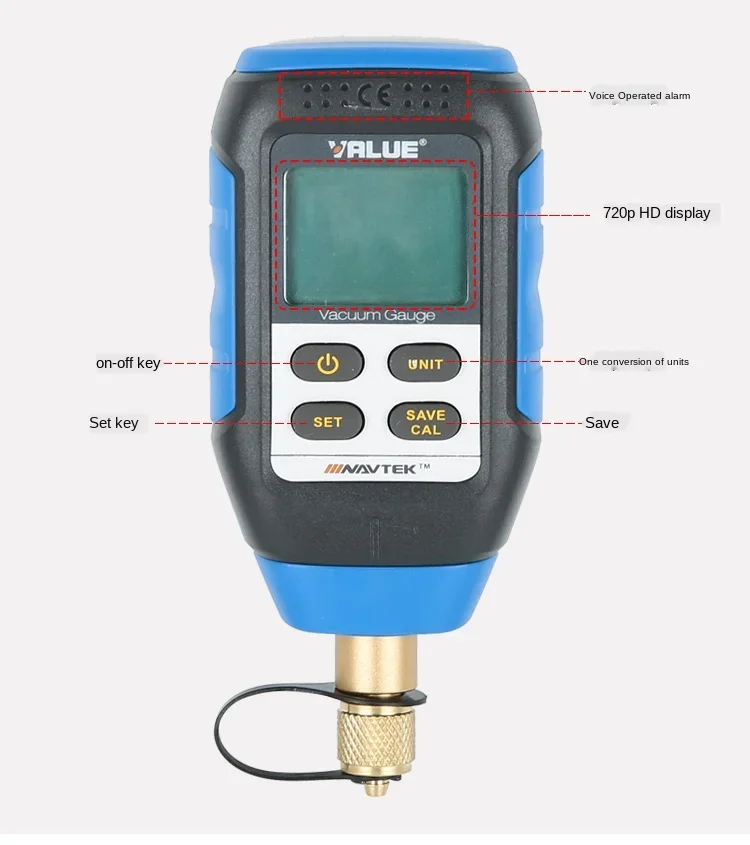 VMV-1 Digital Vacuum Gauge Portable High Precision Digital Display Combined Pressure and Vacuum Electronic Vacuum Absolute Gauge