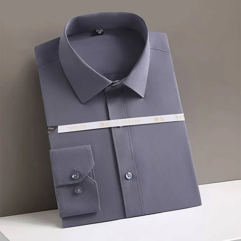 Spring/Summer New Product - 8XL Large Size Men's Long-Sleeved Shirt - Business Casual Social Wear - Iron-Free for Commuting