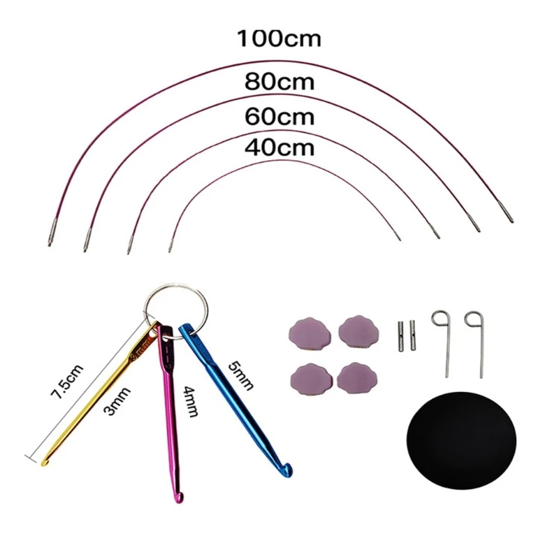 d'aiguilles à tricoter en acier inoxydable, aiguille à Crochet Interchangeable pour