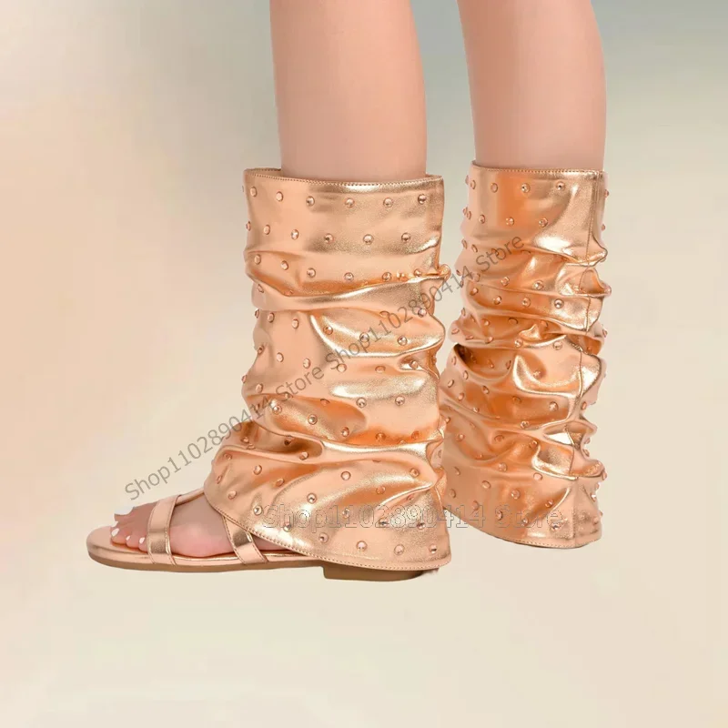 

Colorful Crystal Decor Black Open Toe Sandals Boots Slip On Women Shoes Turned Over Low Top New Fashion 2025 Zapatos Para Mujere