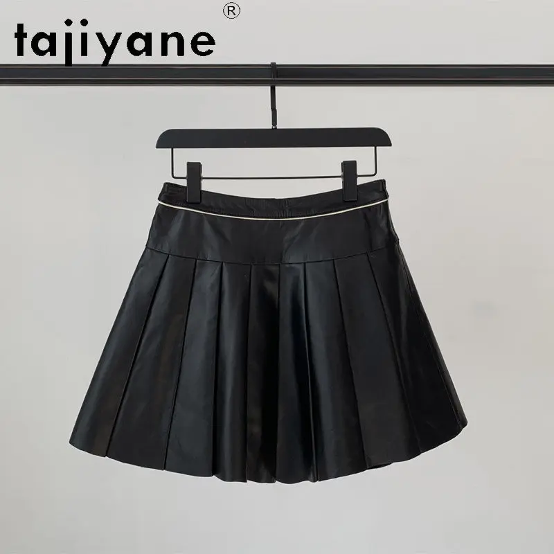 TAJIYANE Short Real Leather Skirt Women's Skirts A-line Korean Skirts for Woman Sheepskin Skirt Pleated Skirt Юбка Large Size