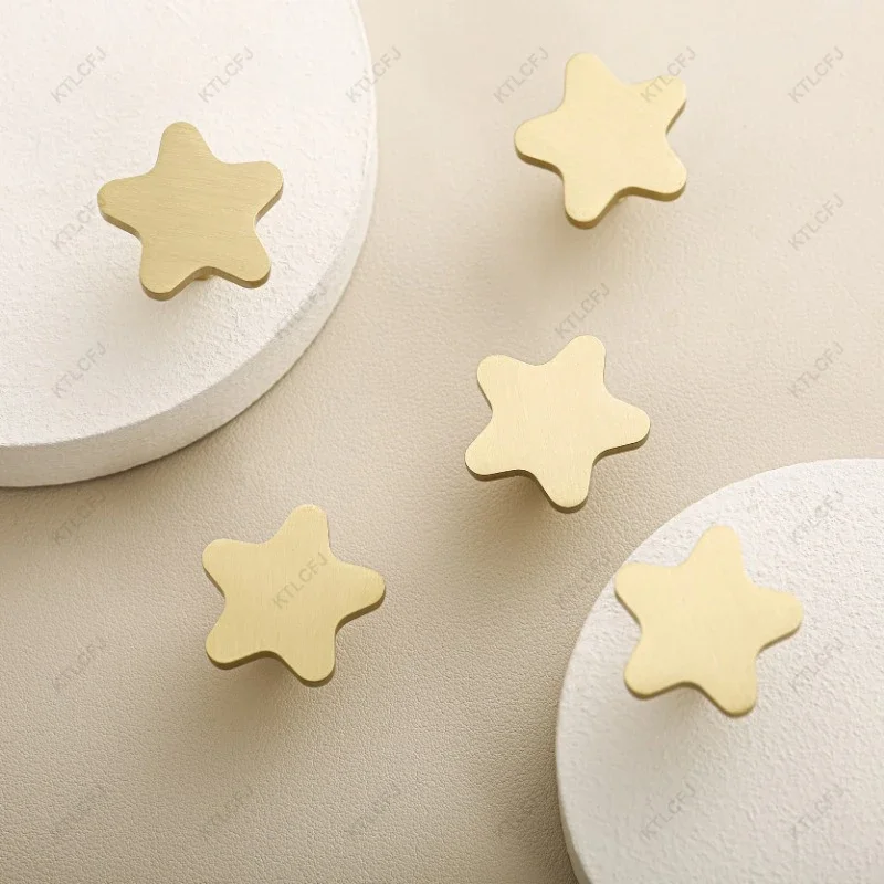 Gold Brass Pentagonal Star Hexagonal Button Love Handle Cabinet Door Cabinet Drawer Furniture Small Handle