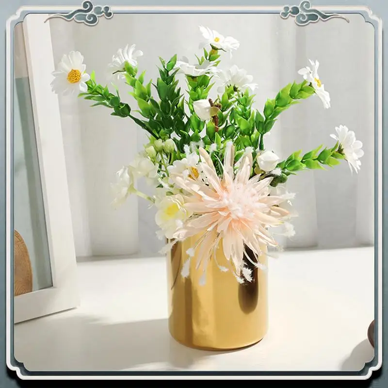 Premium 2X Pencil Cup Holder Desk Organizer Gold Pen Pot Pen Holder Container Desktop Stationery Table Vases Flower Pot