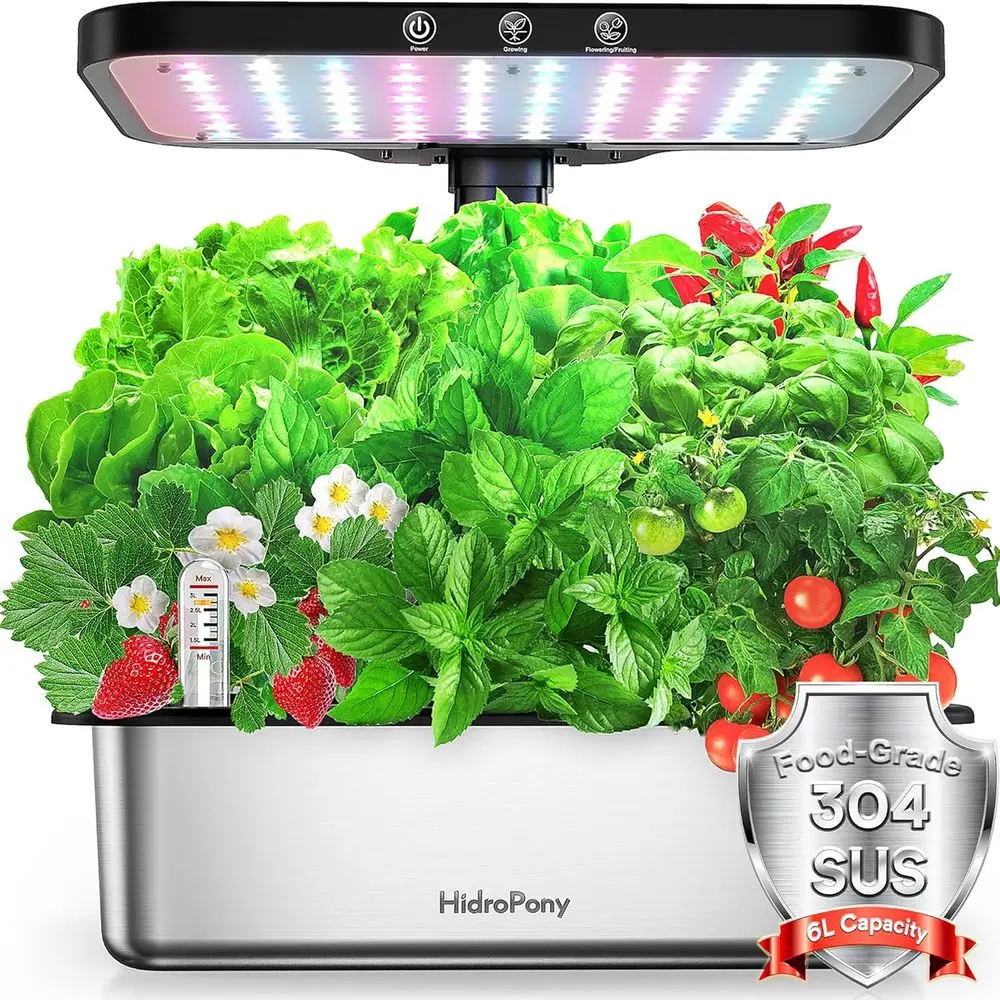 

Indoor Hydroponic Herb Garden Kit: 15-Pod System with 24W LED Light, Silent Pump, Up to 19.7 Height