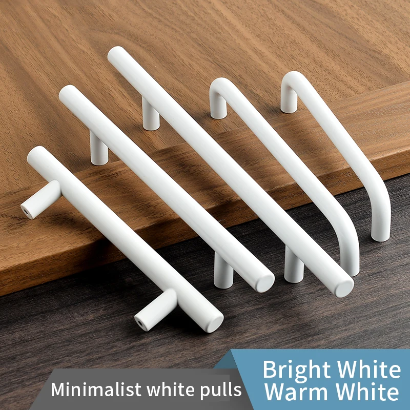 Bright White Warm White Cabinet Small Pulls Wardrobe Kitchen Cabinet Door Drawer Long Handle Bedside TV Bathroom Cabinet Handle