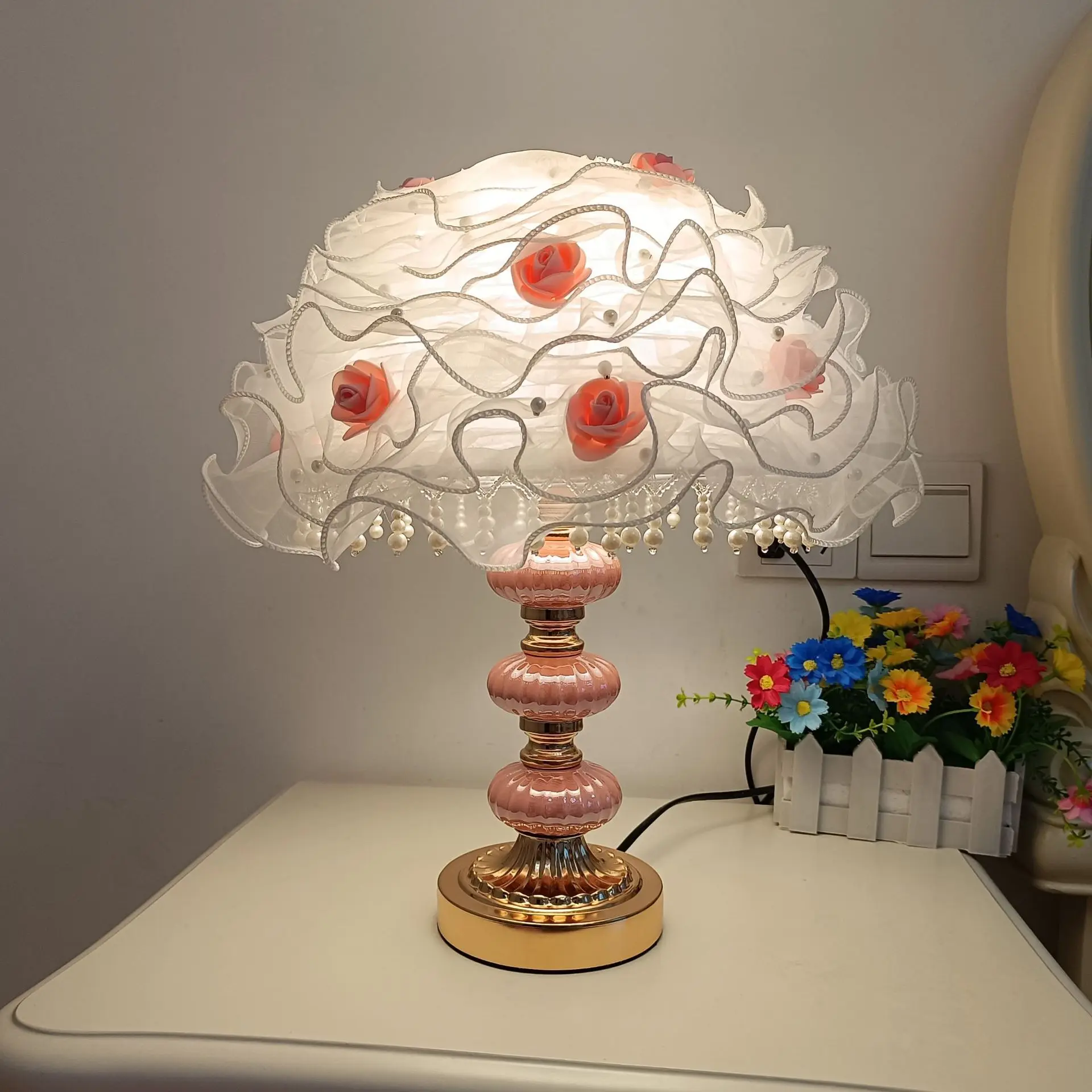 Nice Creative Gauze Lampshade Table Lamps Romantic Atmosphere Night Lights