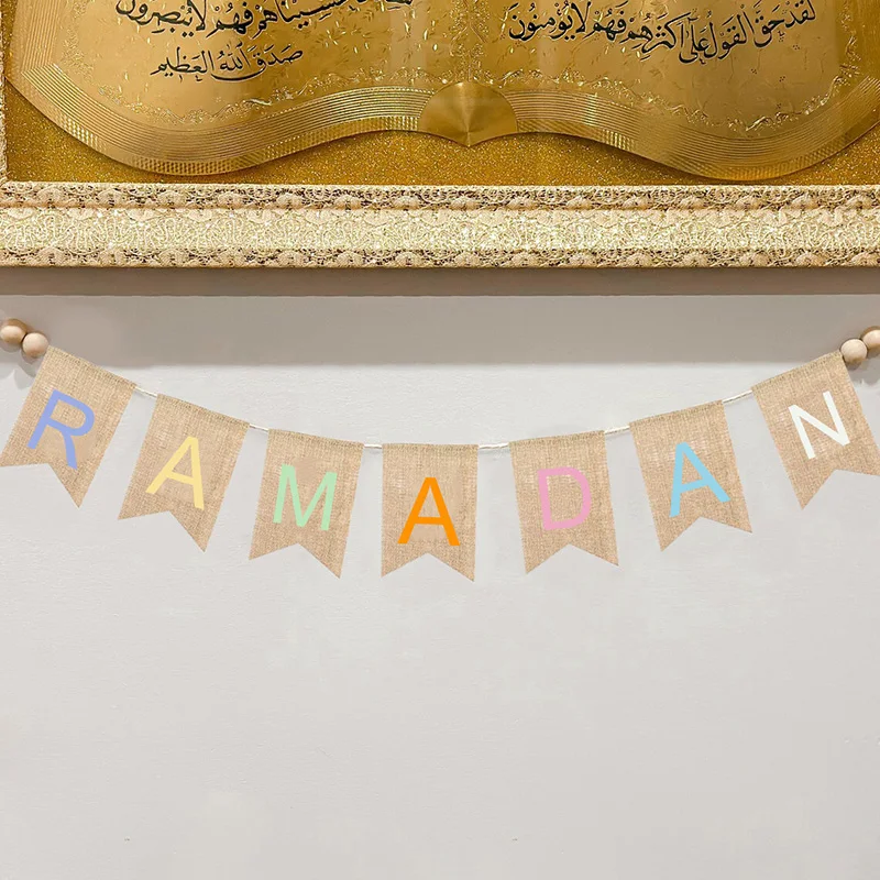 

Ramadan banner Muslim Islamic Kareem eid mubarak eid Al-Fitr boho home Fireplace Mantel decoration gift backdrop Wall art sign