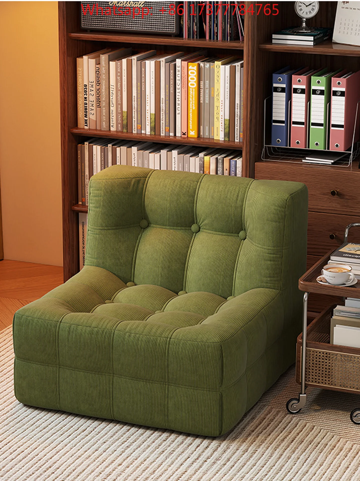 Modern Sectional Sofa Set with Backrest, Waffle-Pattern Compression Couch for Living Room Bedroom Balcony