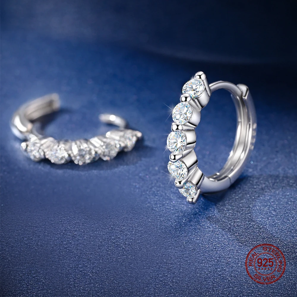 

100% Moissanite Ring and Earring Set 925 Sterling Sliver Sparkling Classic Diamond for Women Wedding Engagement Party Jewelry