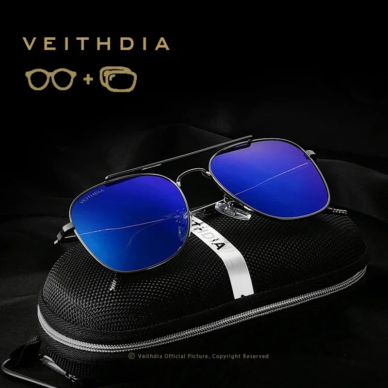 VEITHDIA Men's Customize Prescription Pilot Sunglasses Polarized Fashion Myopia Glasses Mirror UV400 Outdoor Eyeglasses P38200