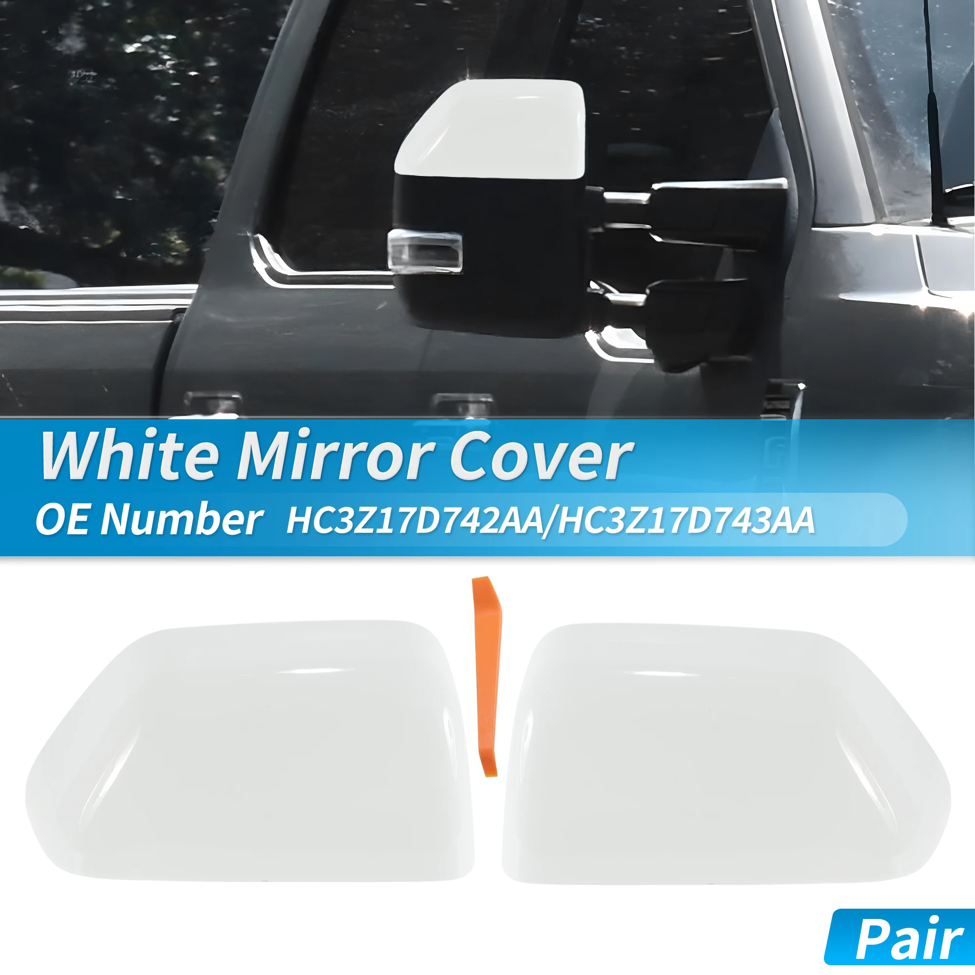 

UXCELL 2 шт. белая верхняя крышка зеркала на половину двери для Ford F250 F350 Super Duty 2017-24