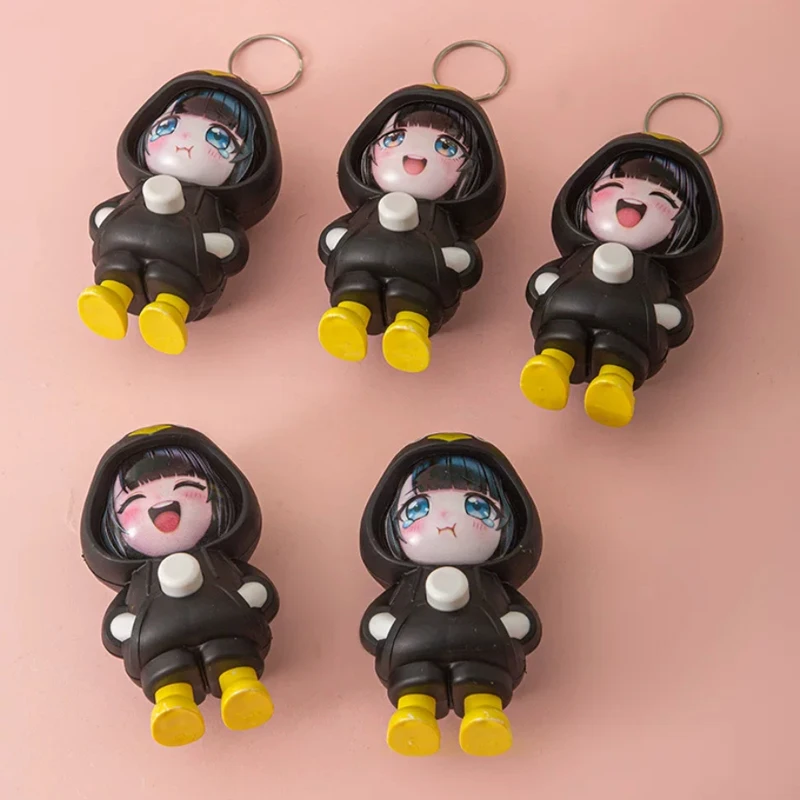 1-5Pcs Cute Gugu Gaga Keychain Funny Face Changing Penguin Goo Goo
