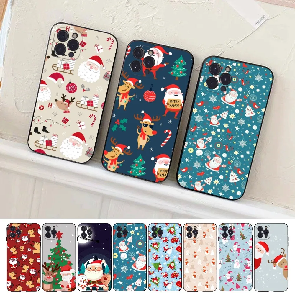 Christmas Cartoon New Year Phone Case For iPhone 15 14 11 12 13 Mini Pro XS Max Cover 6 7 8 Plus X XR SE 2020 Funda Shell