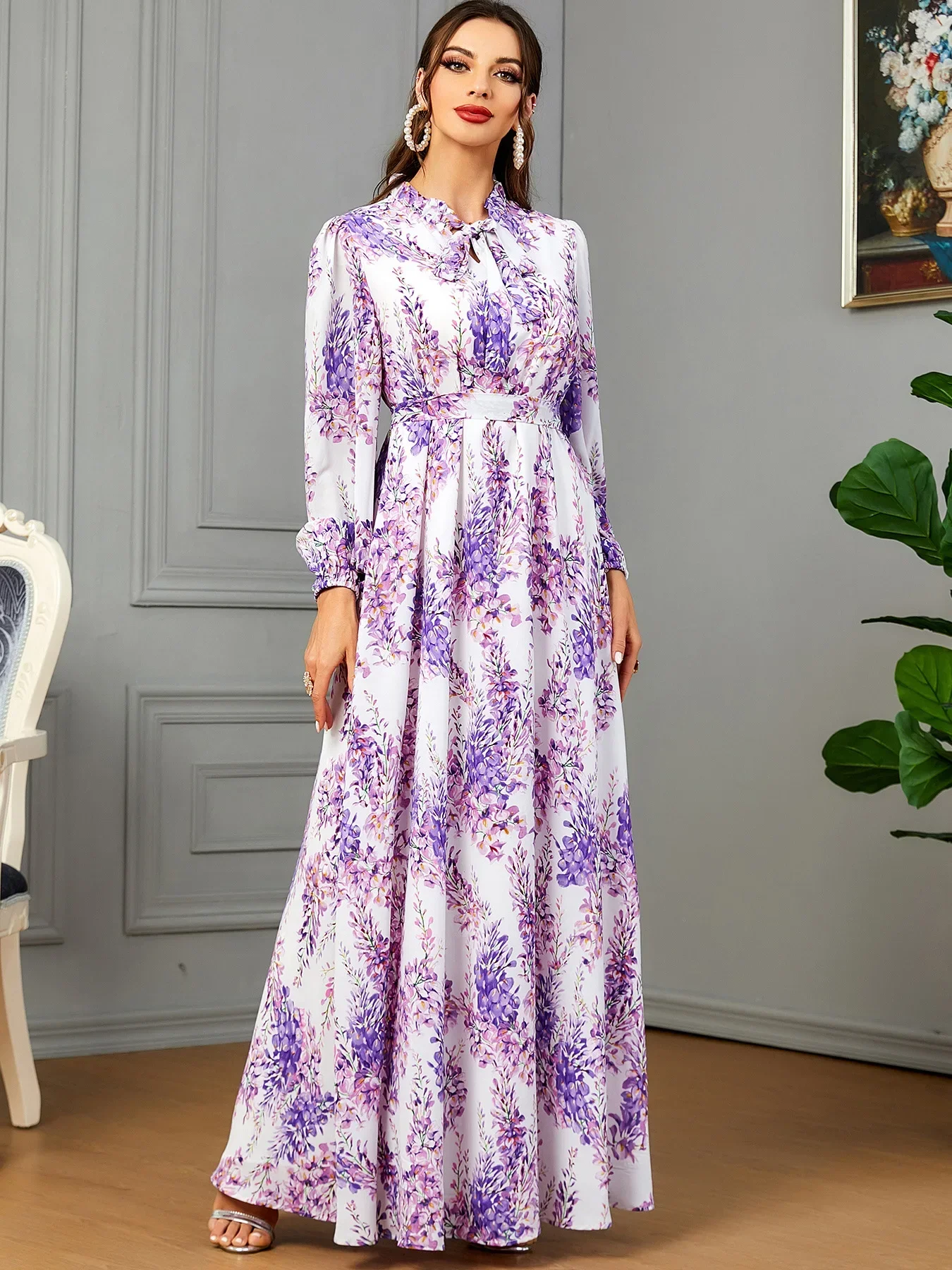 Abaya Muslim Print Dresses Women Vestidos Sashes Islam Arab Long Robe Jalabiya Eid Ramadan Morocco Kaftan Dubai Modest Abayas