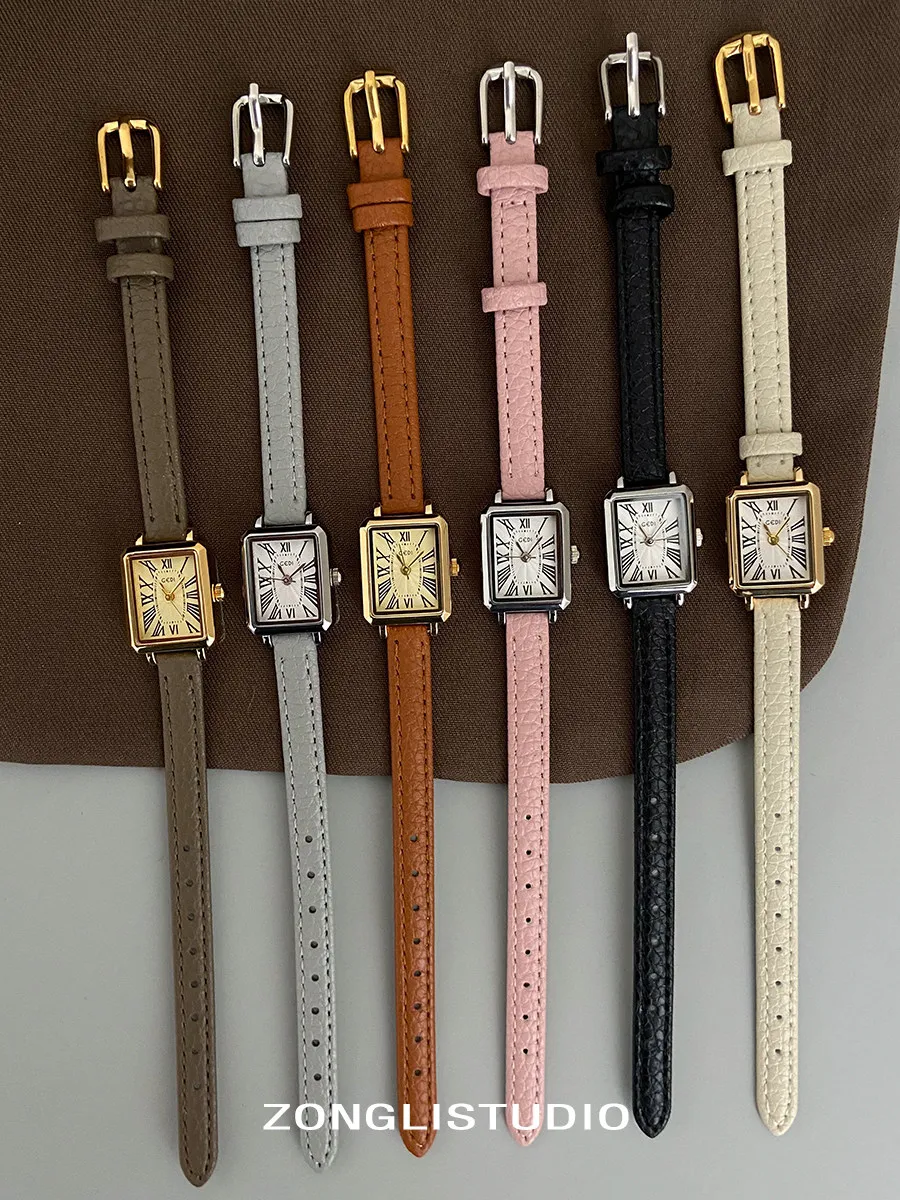 New luxury small square design watch for women, a fashionable, elegant, and exquisite timepiece with a stunning appearance.