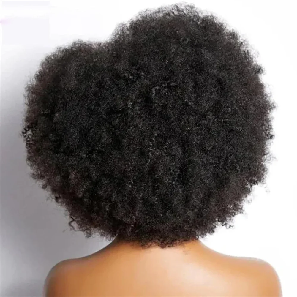 Krullende Kanten Voorkant Pruik Gekruld Pruik HD Transparant 300% Dichtheid 13x4 Kanten Voorkant Pruik Echt haar Voorgeplukt Kinkycurl Afro Pruik 16 inch