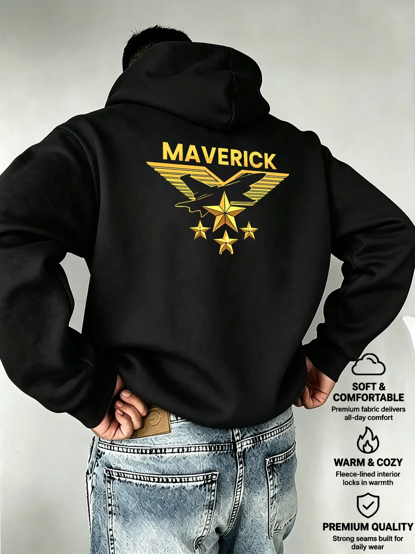 Korean Hot Aviation Fighter Jet Graphic Hoodie Unisex Maverick Double Sided Print Loose Hooded Pullover Streetwear