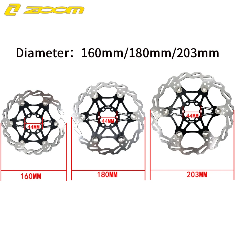 ZOOM Bicycle Strong Heat Dissipation Floating Brake Rotor 160/180/203MM Disc Brake Sets Mountain Road Bike Cooling Brake Rotors