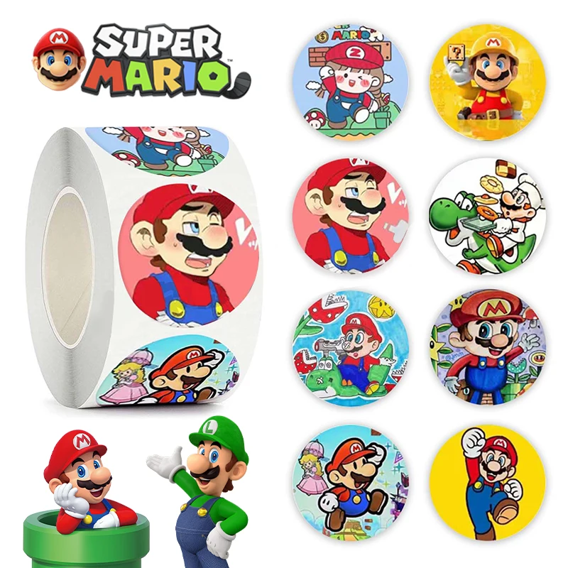 500Pcs Super Mario Bros Sticker Anime Luggage Graffiti Decals Cartoon Childrens Stationery Label Sticker Decorative Kid Toy Gift