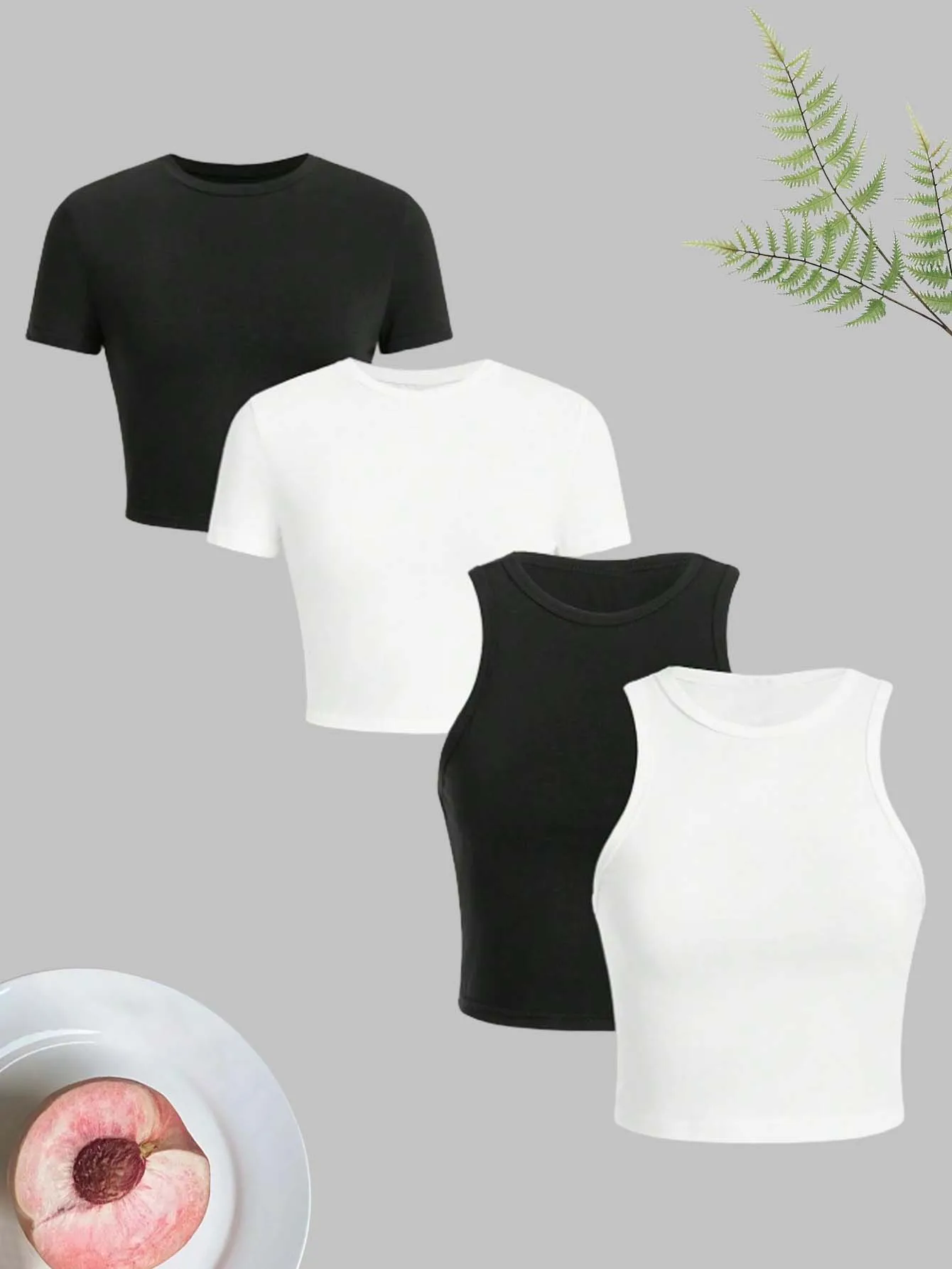 Fashionable casual short-sleeved vest 4-piece set