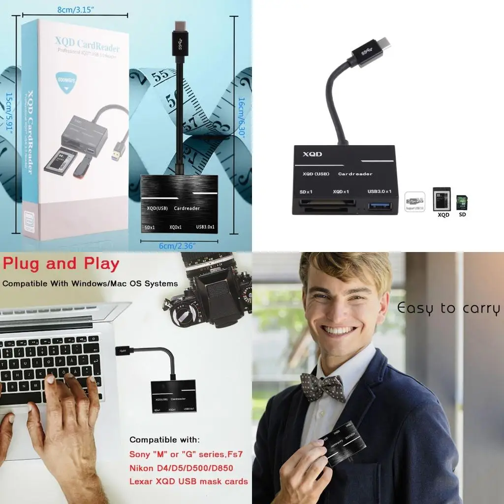 كاميرا A52B قارئ بطاقة XQD/SD، قارئ بطاقة الذاكرة USB Hub