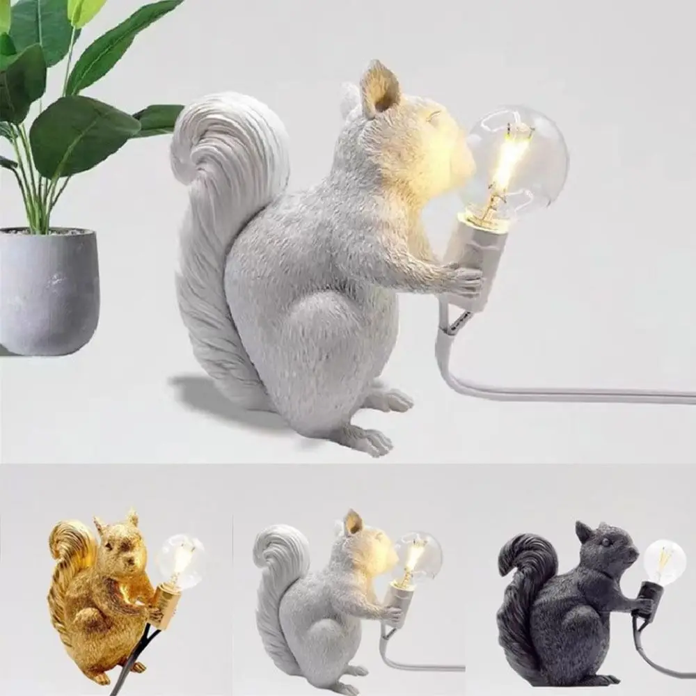 

Unique Squirrel Table Lamp Reading Lights Cute Mini Animal Table Lamp Energy-Saving Resin Squirrel Bedside Lamp Desk