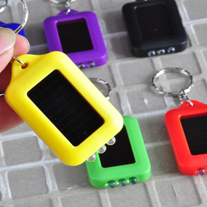 Upgrade Solar Power Mini Flashlight Keychain with 3 LED Light Solar Lamp for Hiking Travel Camping Outdoor Lighting