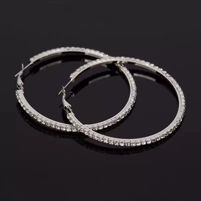 Fashion 925 Silver Women Hoop Earrings Paved with Cubic Zirconia for Wedding Party Jewelry