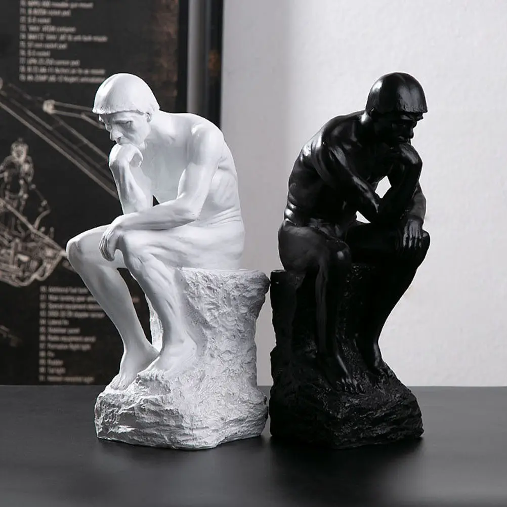 Nordic Style Resin Thinker Sculpture – Minimalist Desktop Ornament for Home, Shelf & Table Decor